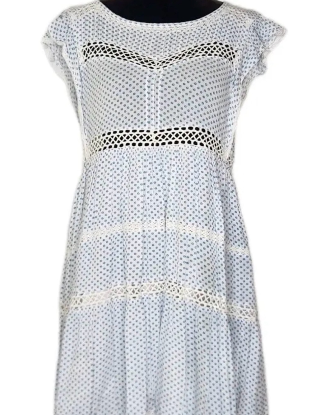 Free People Light Blue & White Crochet Eyelet Mini Dress